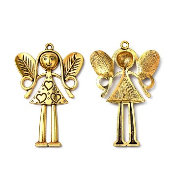 Tibetan Style Alloy Large Fairy Pendants, Antique Golden, Lead Free & Nickel Free & Cadmium Free, 80x53x6mm, Hole: 3.5mm