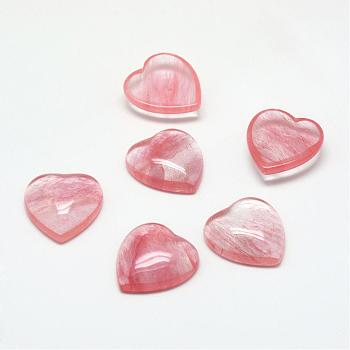 Cherry Quartz Glass Cabochons, Heart, 25x23x7.5mm