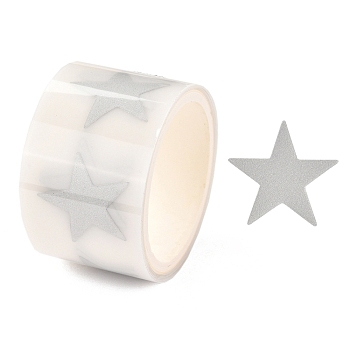 Silver Reflective Tape Stickers, Iron on Clothing Heat Stickers, for Clothes, Schoolbag Decorate, Star Pattern, 11x11mm