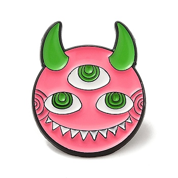Little Monster Enamel Pins, Electrophoresis Black Alloy Brooches, Hot Pink, 24.5x20x1.5mm