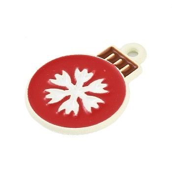 Christmas Theme Spray Painted Alloy Enamel Pendants, Snowflake, 22x16x1.5mm, Hole: 1.8mm