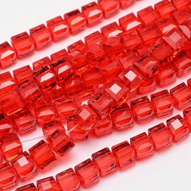 6mm Red Cube Glass Beads