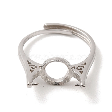 Adjustable Rhodium Plated 925 Sterling Silver Ring Components(STER-I016-006P)-2