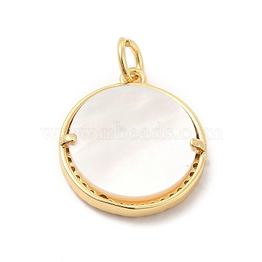 Brass Clear Cubic Zirconia with Shell Pendants(KK-G450-02G-03)-2