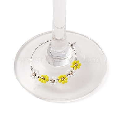 charmes de verre à vin de graine de verre de fleur(AJEW-JO00189)-5