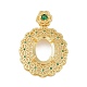 Oval Brass Micro Pave Cubic Zirconia Pendant Cabochon Settings(KK-U026-03G)-1