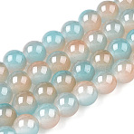Baking Paint Imitation Jade Glass Round Bead Strands, Two Tone, Pale Turquoise, 6~6.5mm, Hole: 1mm, about 138~141pcs/strand, 30.71~31.10 inch(78~79cm)(DGLA-N003-6mm-05)