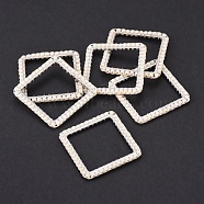 MIYUKI & TOHO Handmade Japanese Seed Beads, with 304 Stainless Steel Link Rings, Loom Pattern, Square, Silver, Seashell Color, 23x23x1.8~2mm(SEED-A028D-L-01S)