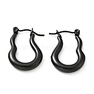 Ion Plating(IP) 304 Stainless Steel Twist Oval Hoop Earrings for Women, Electrophoresis Black, 23.5x17x3.5mm, Pin: 0.8mm(EJEW-G293-07EB)