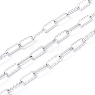304 Stainless Steel Paperclip Chains, Drawn Elongated Cable Chains, Unwelded, with Spool, Stainless Steel Color, 14x6x1mm, about 32.8 Feet(10m)/roll(CHS-L022-03P-A)