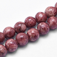 Natural Marble Beads Strands, Round, Dyed & Heated, Brown, 6mm, Hole: 1mm, about 62pcs/strand, 15 inch(38cm)(G-K211-6mm-D)