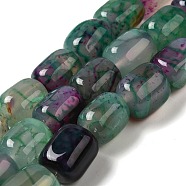Natural Agate Beads Strands, Dyed & Heated, Column, Medium Aquamarine, 15~16x11.5~13x11~13mm, Hole: 1.6mm, about 12pcs/strand, 7.17~7.28''(18.2~18.5cm)(G-H295-F01-07)