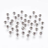 Round 304 Stainless Steel Spacer Beads, Metal Findings for Jewelry Making Supplies, Stainless Steel Color, 4mm, Hole: 1.5mm(STAS-I050-06-4mm)