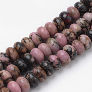 Natural Rhodonite Beads Strands, Rondelle, 8~8.5x4.5~5mm, Hole: 1mm, about 80pcs/strand, 16.3 inch(G-S272-07)