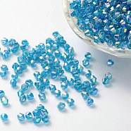 Bicone AB Color Plated Eco-Friendly Transparent Acrylic Beads, Sky Blue, 4x4mm, Hole: 1mm, about 16600pcs/500g(TACR-A003-4mm-26)