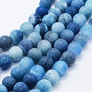 Natural Weathered Agate Beads Strands, Dyed, Round, Dodger Blue, 10mm, Hole: 0.5mm, about 37pcs/strand, 14.3 inch(G-K261-01G-10mm)