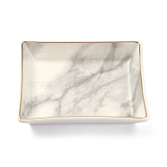 Rectangle with Marble Pattern Porcelain Jewelry Display Plate, Cosmetics Organizer Storage Tray, Floral White, 127x102x25mm, Inner Diameter: 117x89mm(AJEW-C007-01A)