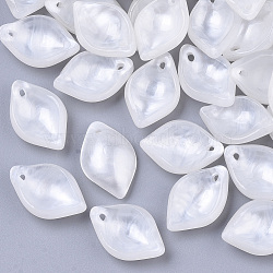 Plastic Pendants, Leaf, Creamy White, 18.5x12.5x5mm, Hole: 1mm(X-KY-T015-20-B02)