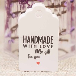 Paper Gift Tags, Hange Tags, For Arts and Crafts, For Wedding, Valentine's Day, Rectangle with Word, White, 50x30x0.4mm, Hole: 5mm(CDIS-P001-H06-B)