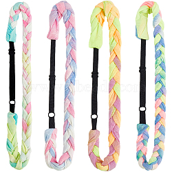 4Pcs 4 Colors Polyester with Spandex Cloth Headbands, Adjustable Wide Hair Accessories for Women, Mixed Color, 18mm, Inner Diameter: 138~153mm, 1pc/color(AJEW-SP0003-14)