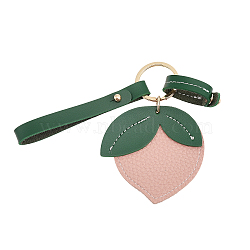 Peach PU Leather Pendant Keychain, with Iron Findings, for Purse Charm, Backpack Accessories, Dark Salmon, 18.5cm, 1pc/box(KEYC-CA0001-49)