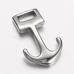 304 Stainless Steel Anchor Hook Clasps, For Leather Cord Bracelets Making, Stainless Steel Color, 31.5x19.5x4.5mm, Hole: 4.5x8.5mm(STAS-D166-14P)