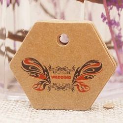 100Pcs Valentine's Day Paper Gift Tags, Hexagon, Butterfly, 3x3.5cm(PW-WG31020-06)