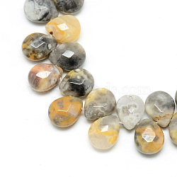 Natural Crazy Agate Gemstone Beads Strands, Top Drilled Beads, Faceted, Teardrop, 12x9~10x6mm, Hole: 1mm, about 30pcs/strand, 11.81 inch(X-G-T006-10)