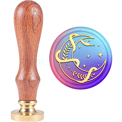 Brass Wax Seal Stamp with Handle, for DIY Scrapbooking, Moon Pattern, 89x30mm(AJEW-WH0184-1087)