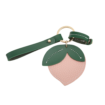 Peach PU Leather Pendant Keychain, with Iron Findings, for Purse Charm, Backpack Accessories, Dark Salmon, 18.5cm, 1pc/box