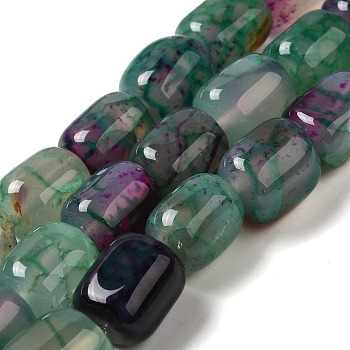 Natural Agate Beads Strands, Dyed & Heated, Column, Medium Aquamarine, 15~16x11.5~13x11~13mm, Hole: 1.6mm, about 12pcs/strand, 7.17~7.28''(18.2~18.5cm)