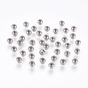 Round 304 Stainless Steel Spacer Beads, Metal Findings for Jewelry Making Supplies, Stainless Steel Color, 4mm, Hole: 1.5mm