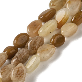 Natural Topaz Jade Beads Strands, Nuggets, Tumbled Stone, 9~13x6~8x4~6mm, Hole: 1mm, about 38pcs/strand, 15.75''(40cm)