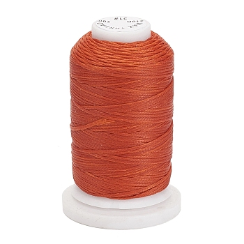 Waxed Polyester Cord, Flat, Dark Orange, 1mm, about 76.55 yards(70m)/roll