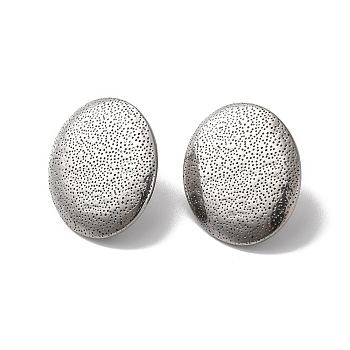 304 Stainless Stud Earring Findings, with Vertical Loops, Stainless Steel Color, Oval, 25x20mm, Hole: 2.5mm, Pin: 0.8mm