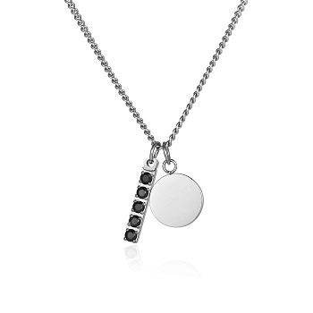 Elegant Stainless Steel Black Diamond Pendant Necklace for Women.
