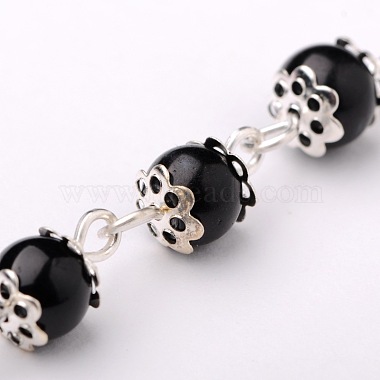 Chaînes en perles de verre rondes manuelles pour fabrication de bracelets et colliers(AJEW-JB00056-04)-2