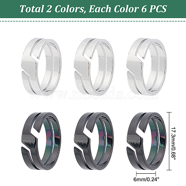 Unicraftale 12Pcs 2 Colors 304 Stainless Steel Finger Ring(RJEW-UN0001-18)-5