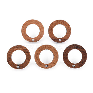 Walnut Wood Stud Earring(MAK-N032-035)-3