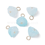 Acrylic Lotus Pendants, with 304 Stainless Steel Loops, Light Blue, 12x10.5x8mm, Hole: 2.5mm(PALLOY-JF02712-05)