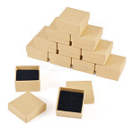 12Pcs Square Cardboard Earring Jewelry Gift Boxes, with Sponge Inside, Beige, 5x5x3cm(AJEW-TA0001-78)