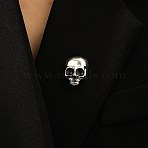 Halloween Alloy Lapel Pin Backs for Backpack Clothes, Skull, Antique Silver, 25x19mm(JEWB-C051-01C-AS)