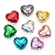 UV Plating Acrylic Beads, Heart, Mixed Color, 24.5x27x17mm, Hole: 2mm(X-PACR-C005-11)