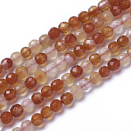 Natural Agate Beads Strands, Faceted, Round, 3.5~4x4mm, Hole: 0.4mm, about 98~105pcs/strand, 15.9~16.6 inch(40.4~42.2cm)(G-F596-35-4mm)