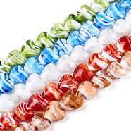 Handmade Lampwork Beads, Heart, Mixed Color, 20x20x13mm(LAMP-R102-M01)