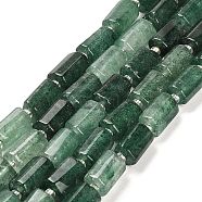 Natural Green Strawberry Quartz Beads Strands, with Seed Beads, Faceted Column, 9~11x6~7.5x6~7.5mm, Hole: 1.2mm, about 30pcs/strand, 15.16~15.55 inch(38.5~39.5cm)(G-G068-A25-01)