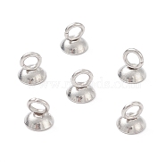 201 Stainless Steel Bead Cap Pendant Bails, for Globe Glass Bubble Cover Pendants, Stainless Steel Color, 5x5mm, Hole: 2mm(X-STAS-G224-24P-04)