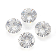 Cubic Zirconia Pointed Back Pendants, Faceted, Flat Round, Clear, 6mm, Hole: 1mm(X-ZIRC-N037-6mm-01)