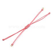 Korean Waxed Polyester Cord Braided Bracelets, with Iron Jump Rings, for Adjustable Link Bracelet Making, Pink, Single Cord Length: 5-1/2 inch(14cm)(MAK-T010-06G)