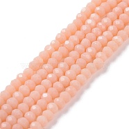 Glass Beads Strands, Imitation Jade, Faceted, Rondelle, Navajo White, 2.5x1.5mm, Hole: 0.5mm, about 193~198pcs/strand, 12.6 inch(33cm)(EGLA-J144-NC04)
